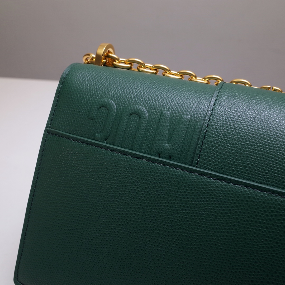 30 Montaigne Chain Bag Dark Green Grained Calfskin